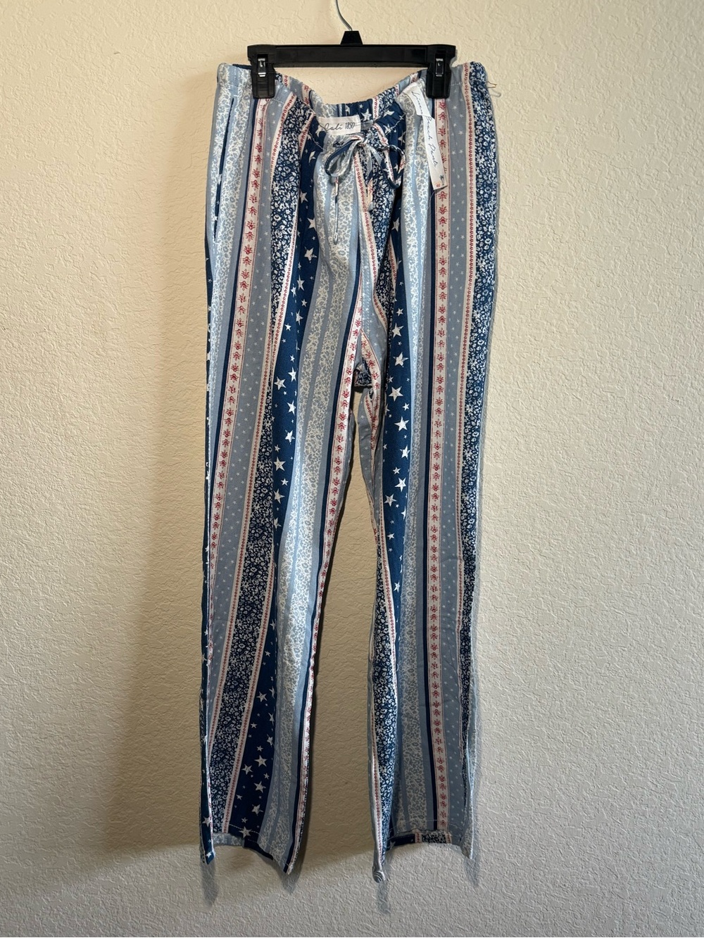 Cali1850 Americana Red White Blue Patchwork Linen Pants Size L - Picture 2 of 7